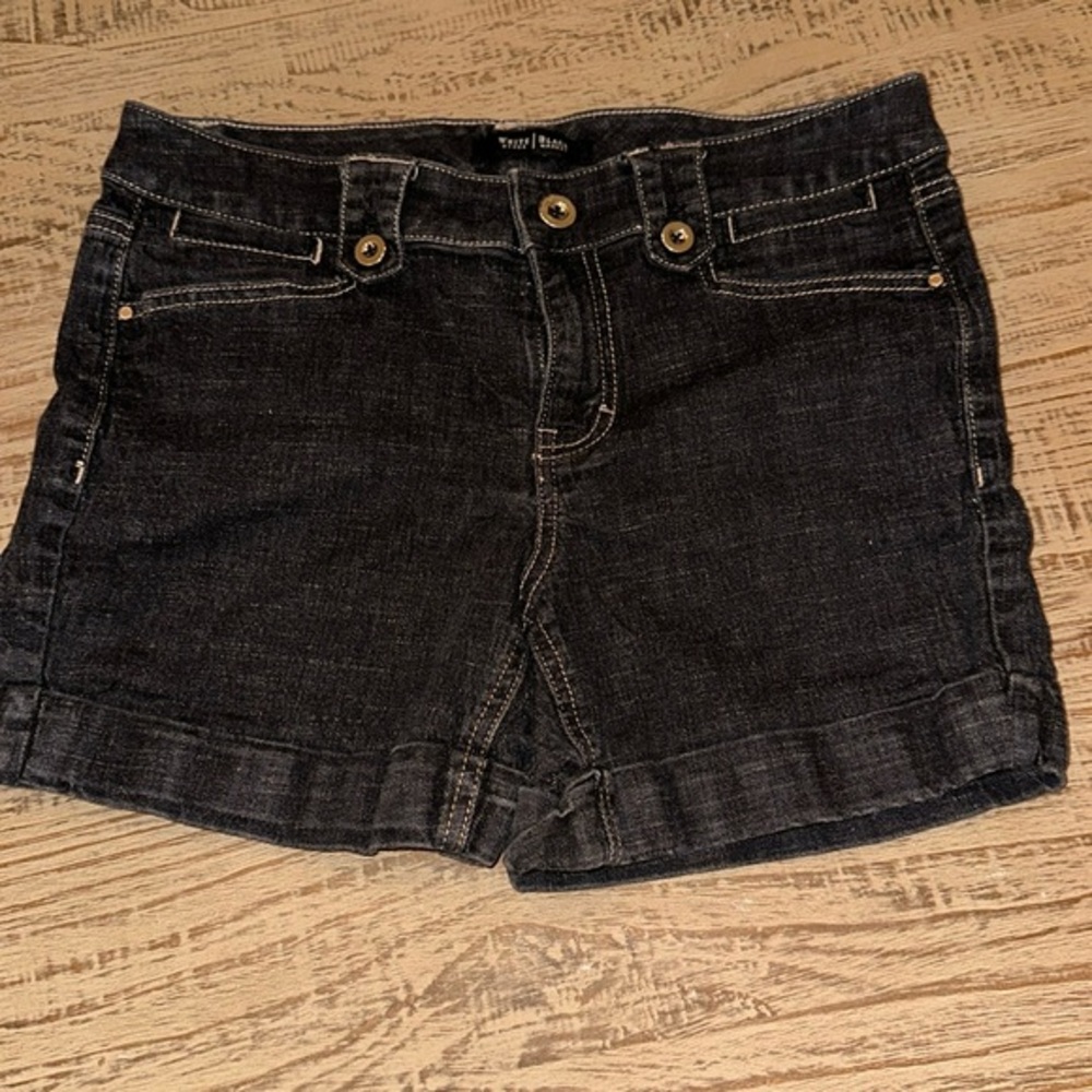 White House Black Market black denim 4 inch shorts size 4